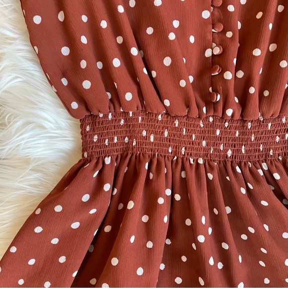 Madewell Smocked-Waist Mini Dress in Inkspot Dots | Size Small - Picture 5 of 7